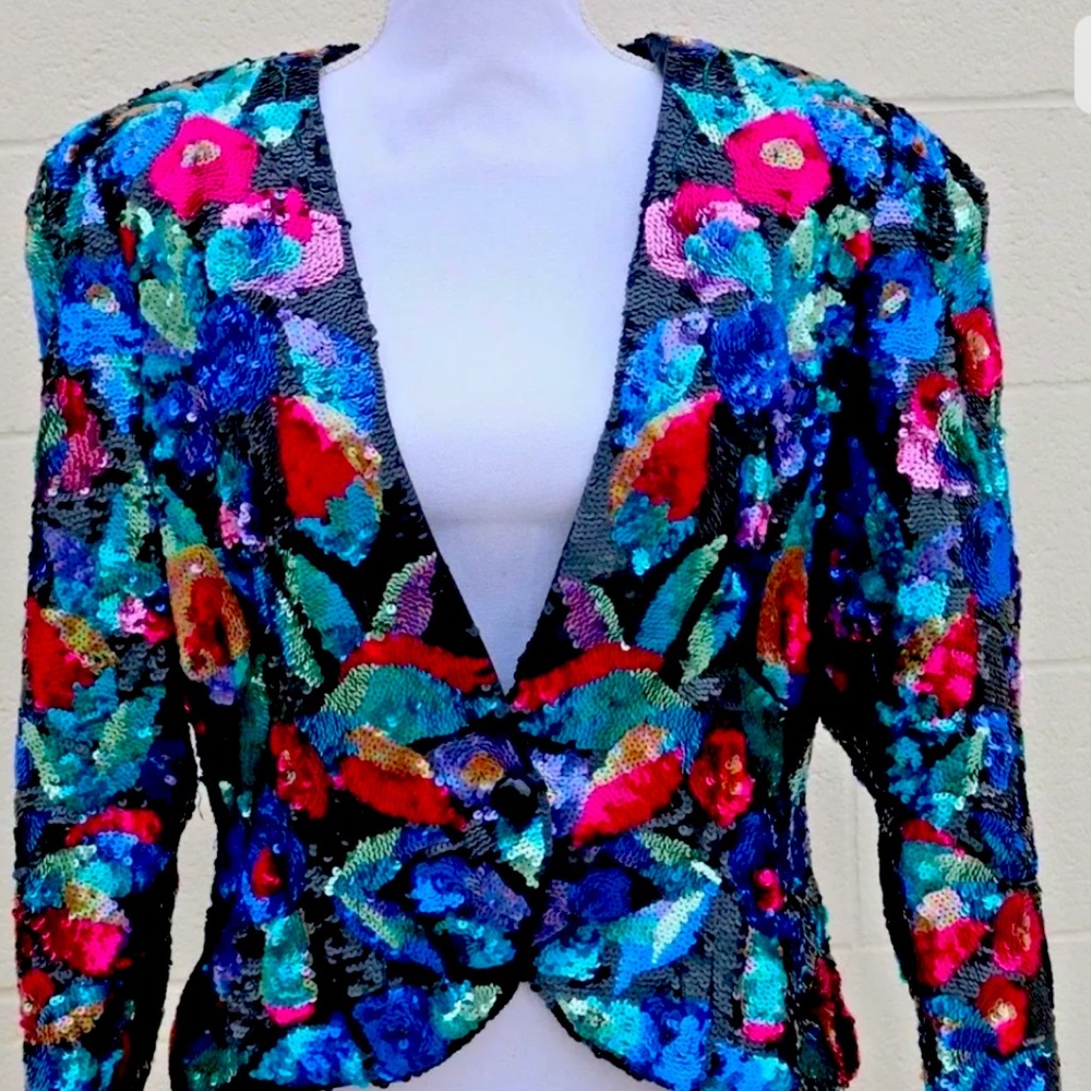 Black tie large multi colored sequin blazer